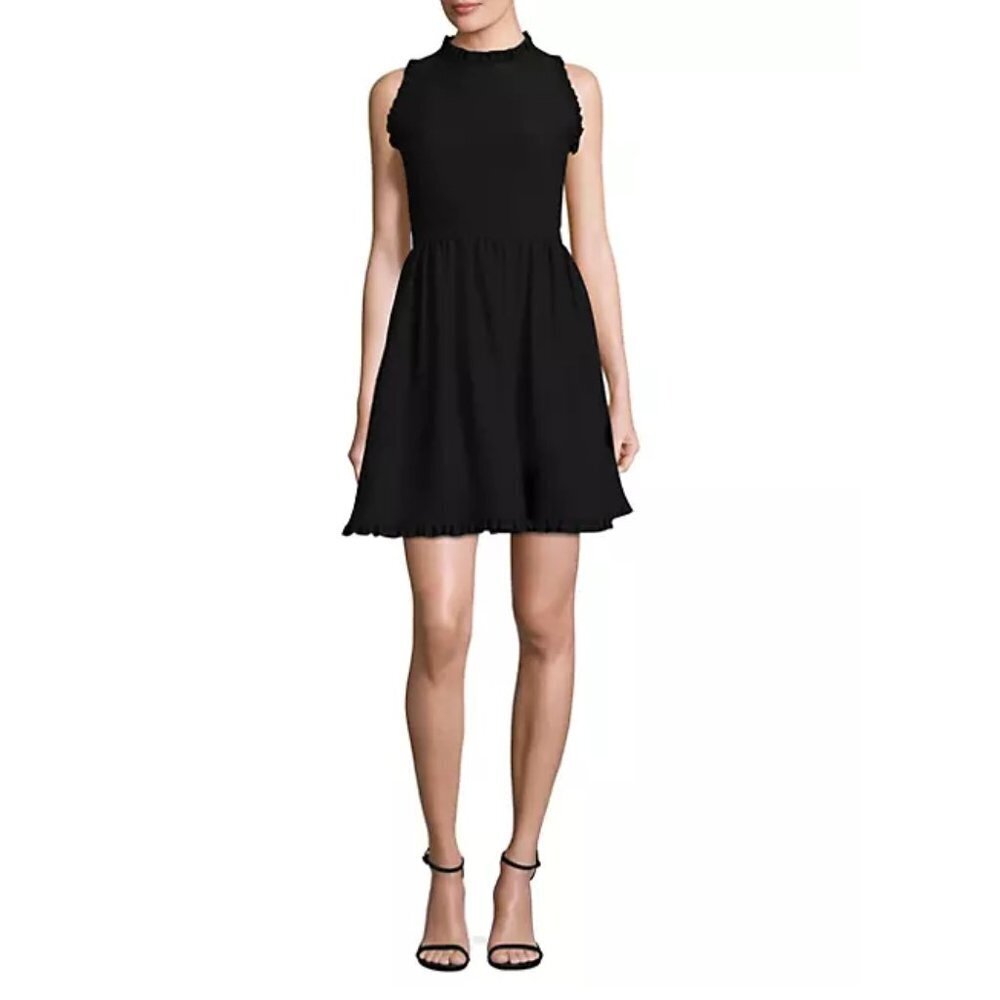 kate spade Black Sleeveless Ruffle Fit-&-Flare Mini Dress size 00